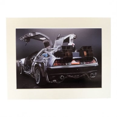 Back to the Future Delorean Rear Shot A4 Mounted Photo