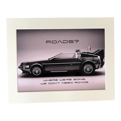 Back to the Future Delorean Roads A4 Mounted Photo