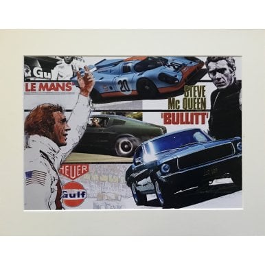 Collage Le Mans and Bullitt Films A4 Mounted Photo