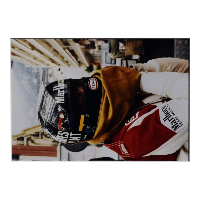 Larrini James Hunt Helmet in Monaco A4 Mounted Photo 