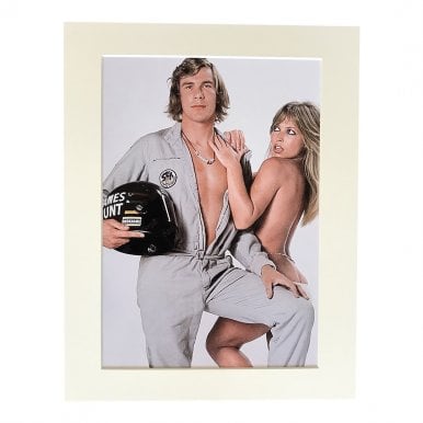 James Hunt with Pin-up Girl A4 Mounted Photo