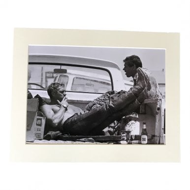Movie star Chilling on his Chevvy Pickup Truck A4 Mounted Photo