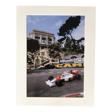 Senna at Monaco in Marlboro Honda A4 Mounted Photo