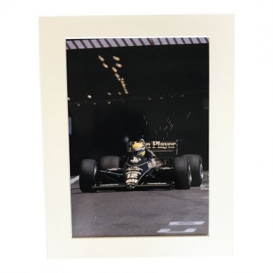Senna at Monaco JPS Lotus  A4 Mounted Photo