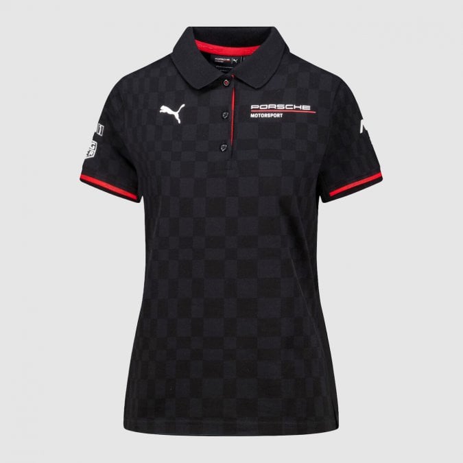 Porsche Motorsport Team Black Polo Shirt Womens 2025