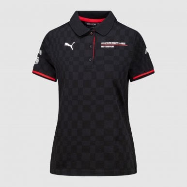 Porsche Motorsport Team Black Polo Shirt Womens 2025